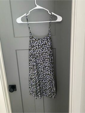 wild fable Black Mini Dress with Lavender Floral Print